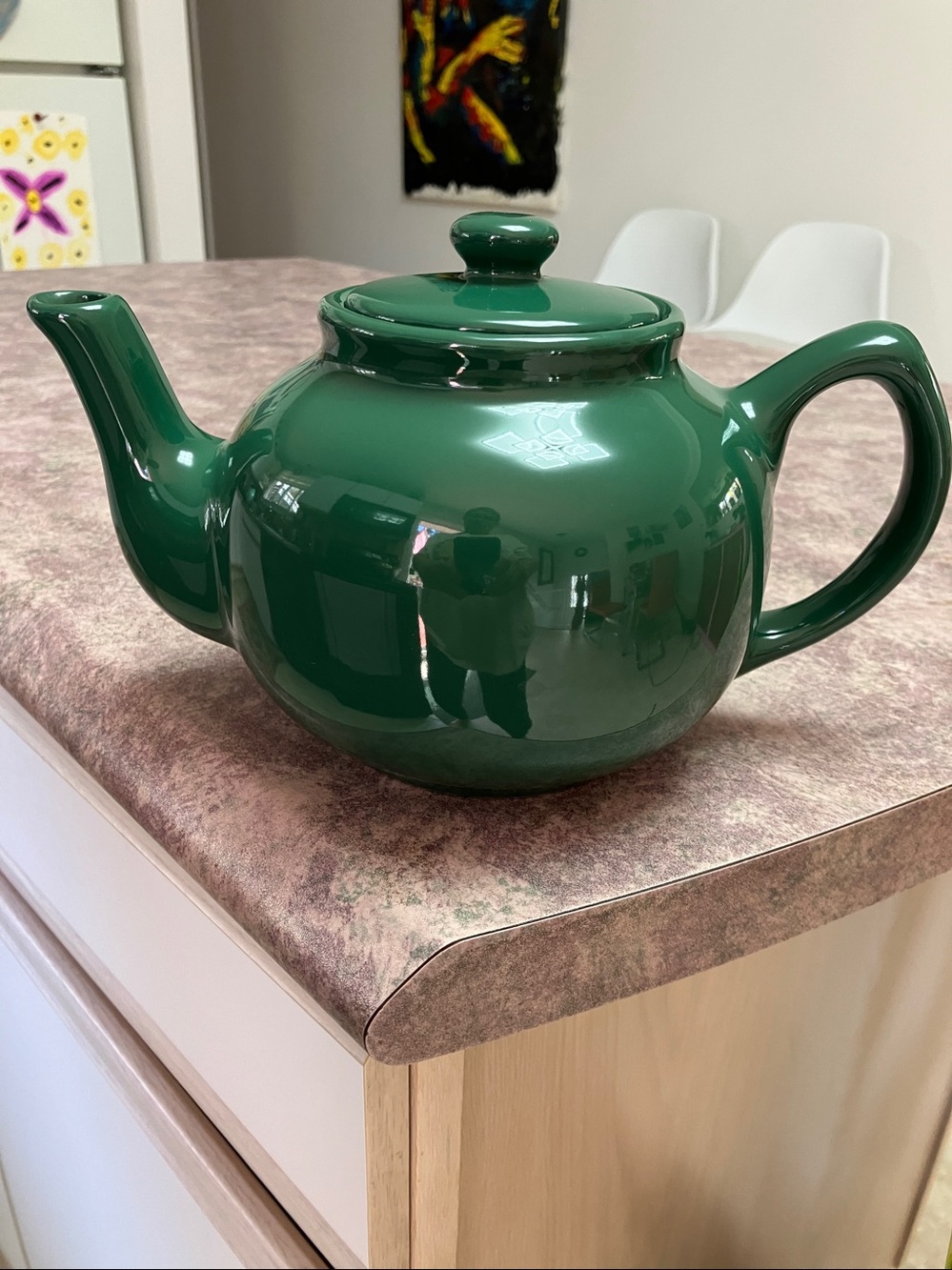 Classic Green Ceramic Teapot - Deep Forest Green 6 cup